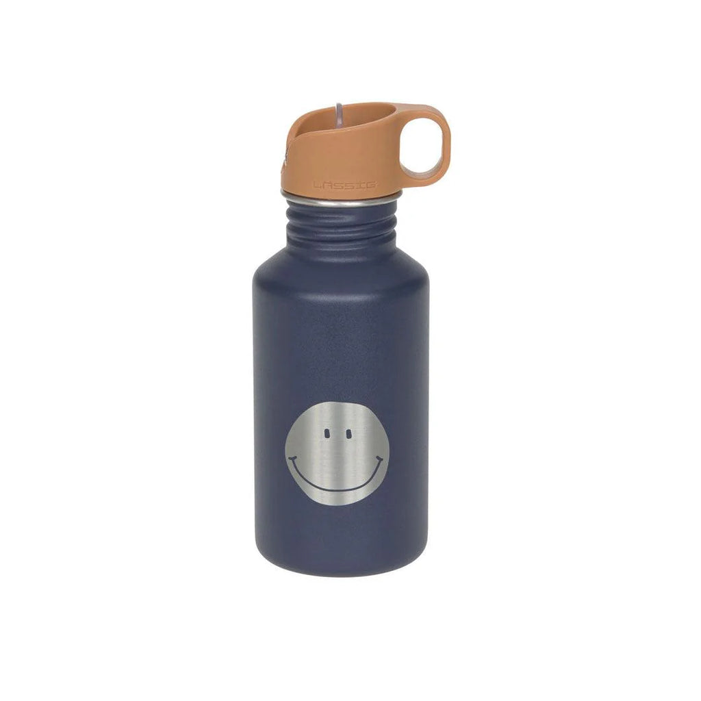 Garrafa de aço inoxidável Lassig Smile Navy de 500ml com design azul
