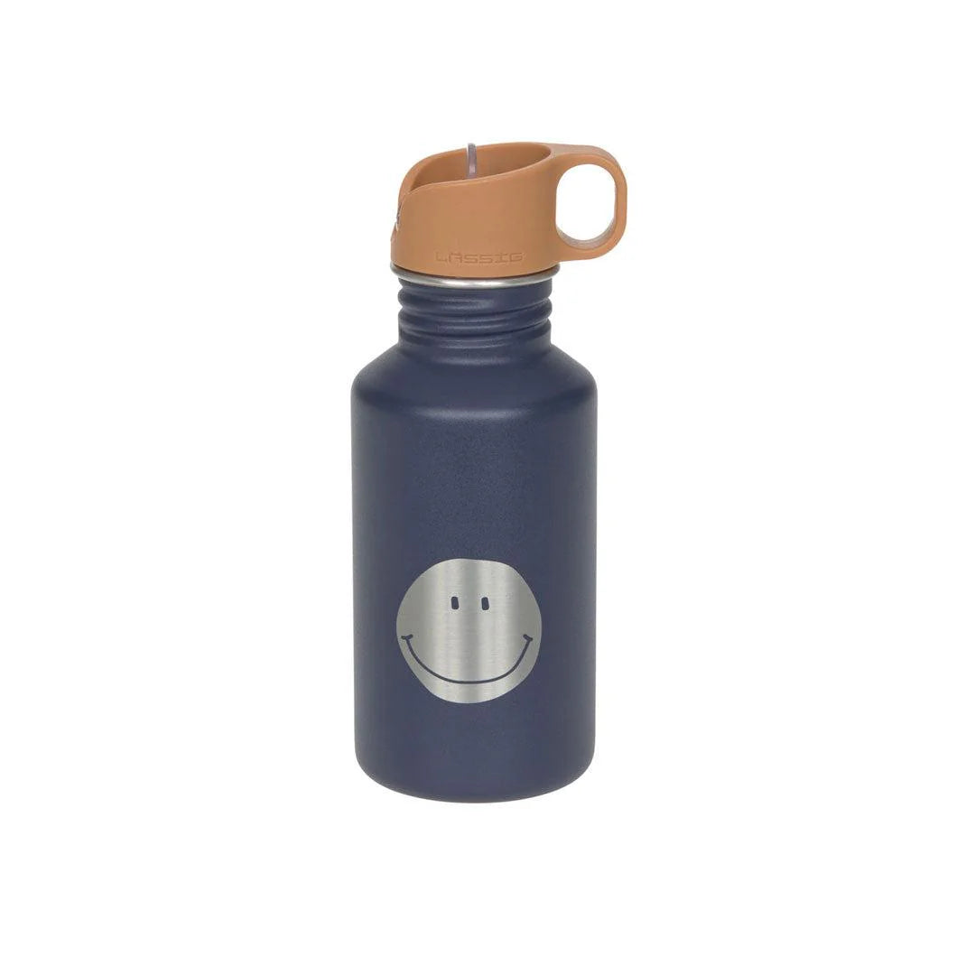 Garrafa de aço inoxidável Lassig Smile Navy de 500ml com design azul