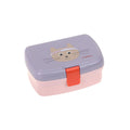 Lancheira Lässig Tiny Team Cat em tons de rosa e lilás com design de gato para crianças.