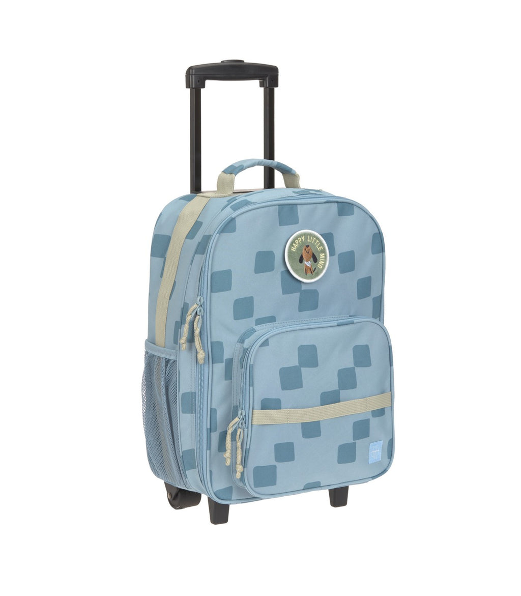 Mala trolley infantil Lässig azul claro com rodas de rolamento suave e puxador telescópico.