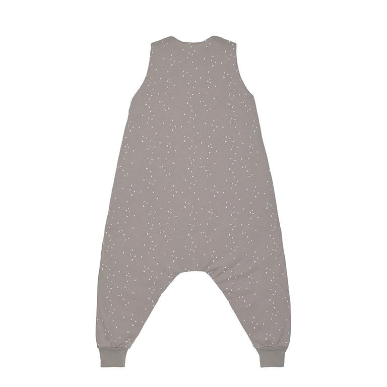 Vista traseira do saco de dormir com pernas Lassig TOG 2,5 taupe, mostrando o design sem mangas e os punhos canelados.