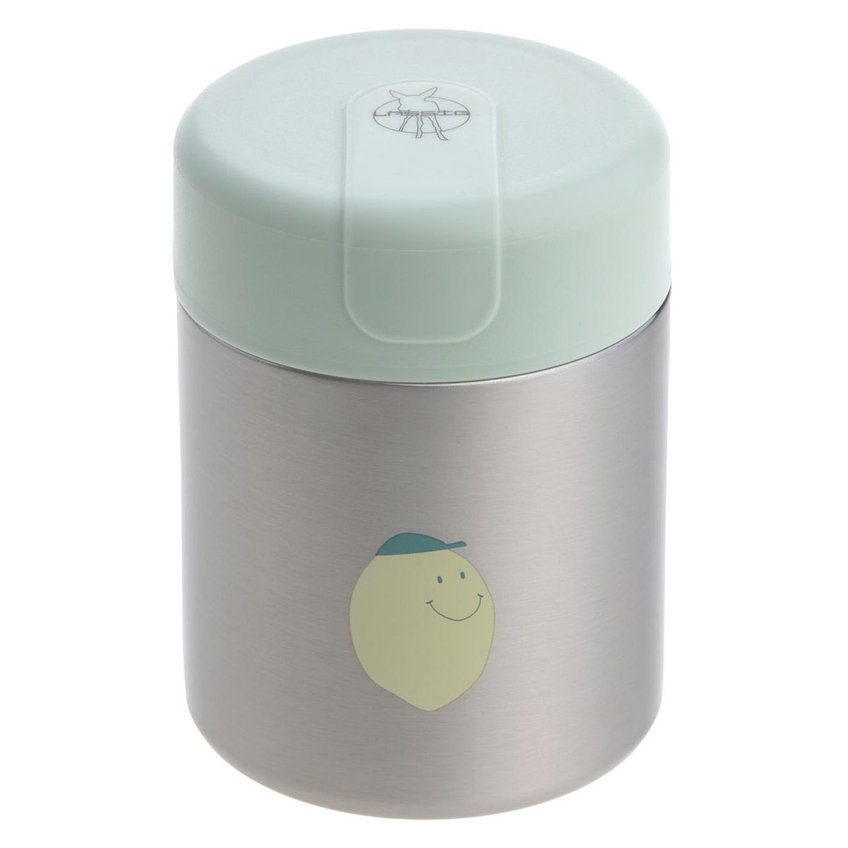Termos térmico Lassig de 315ml em aço inoxidável com padrão de limões da coleção Happy Fruits.