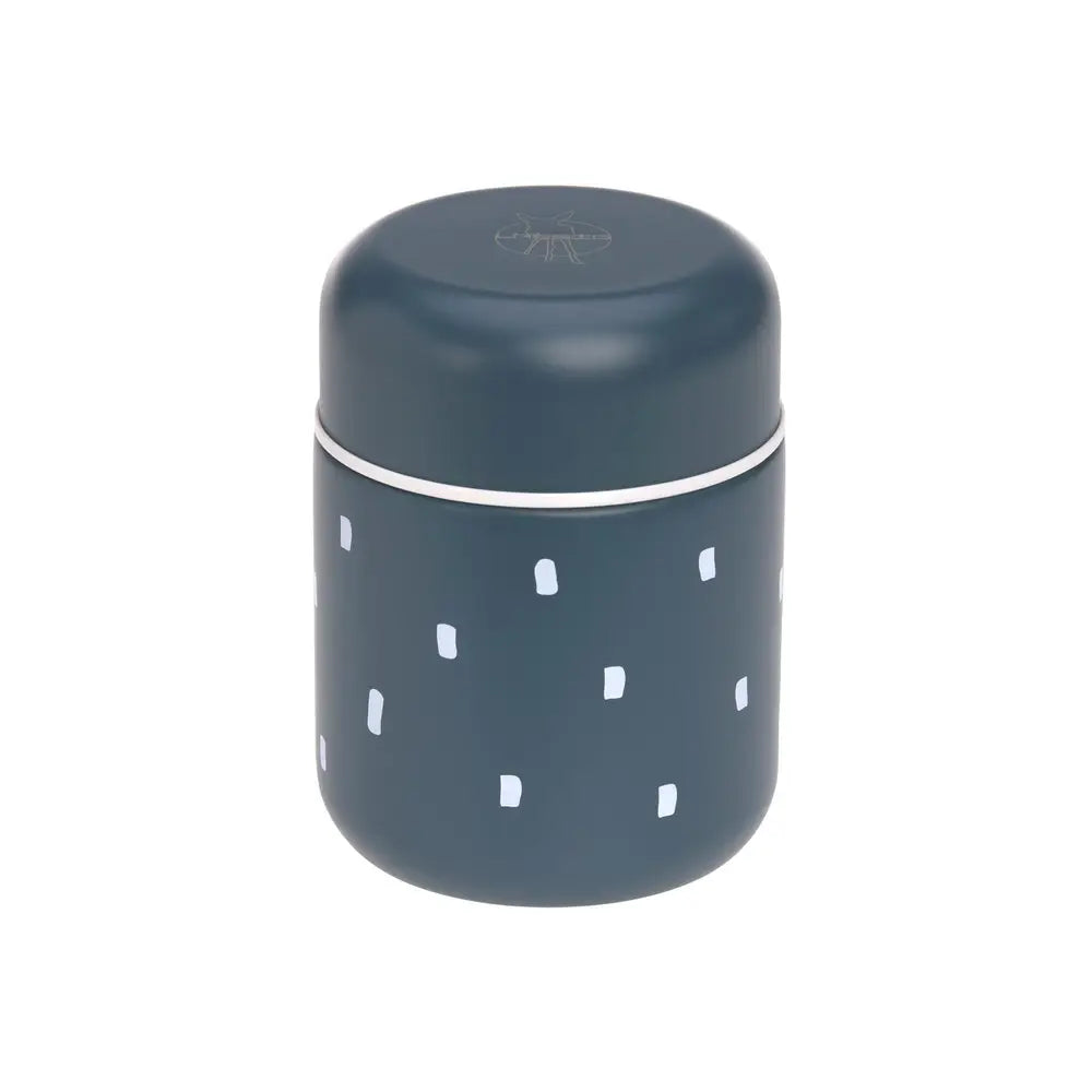 Termos para sólidos Lässig 350ml em azul com padrão Print Blue para bebé em aço inoxidável.
