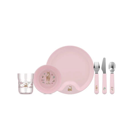 Conjunto de refeição infantil de 6 peças da Little Dutch com padrão Fairy Garden.