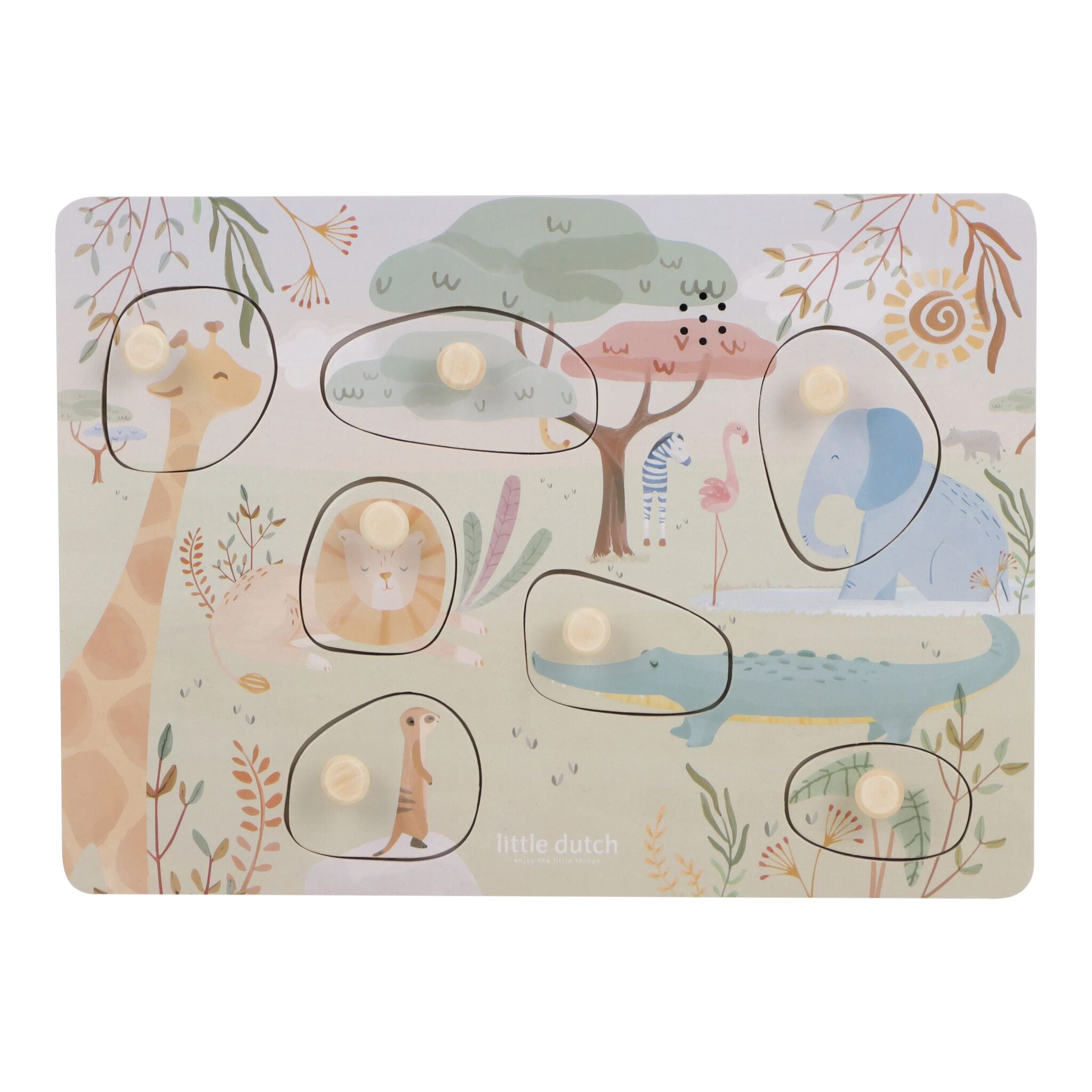 Puzzle de sons de madeira FSC Little Dutch Safari Friends verde