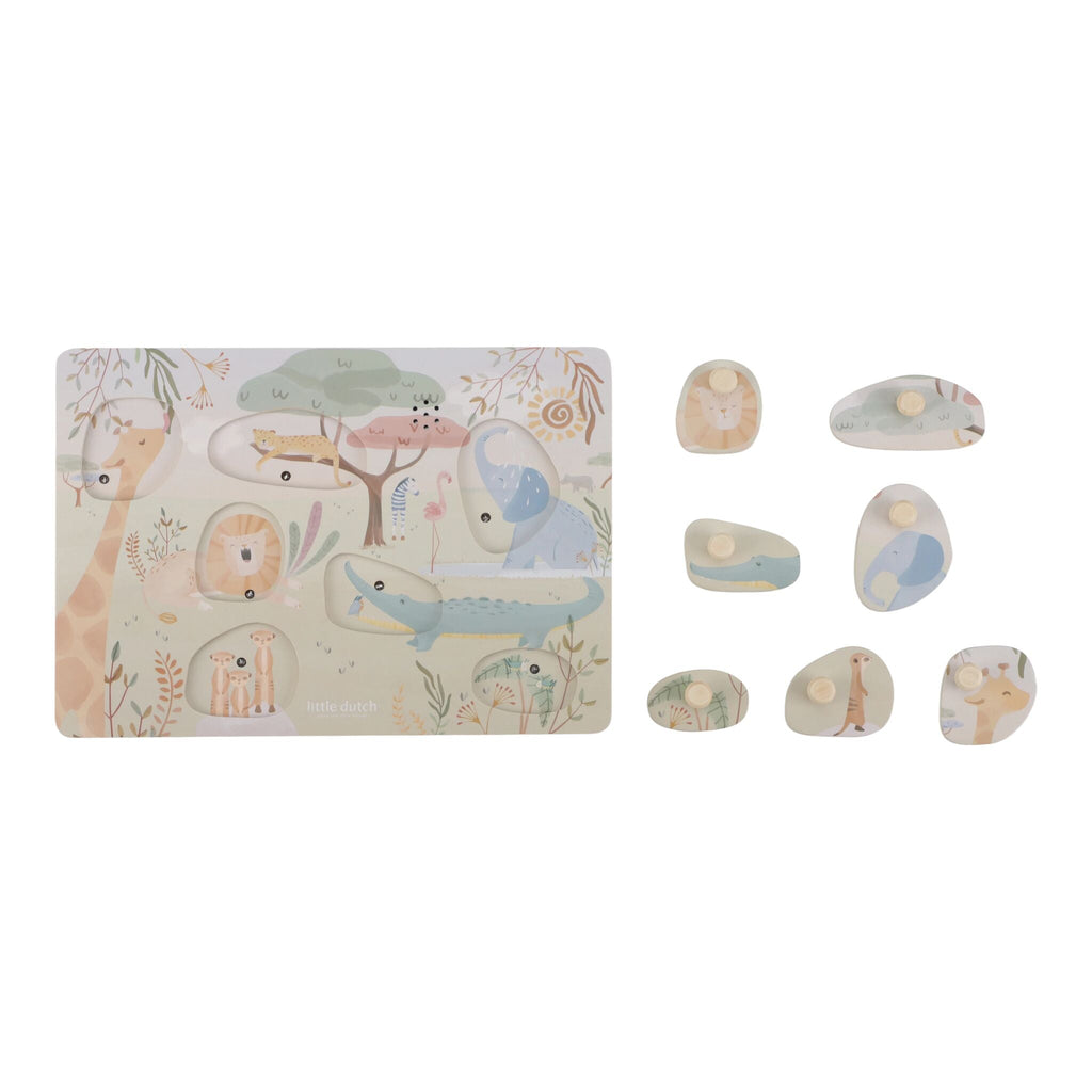 Tabuleiro do puzzle de sons Safari Friends visto de cima