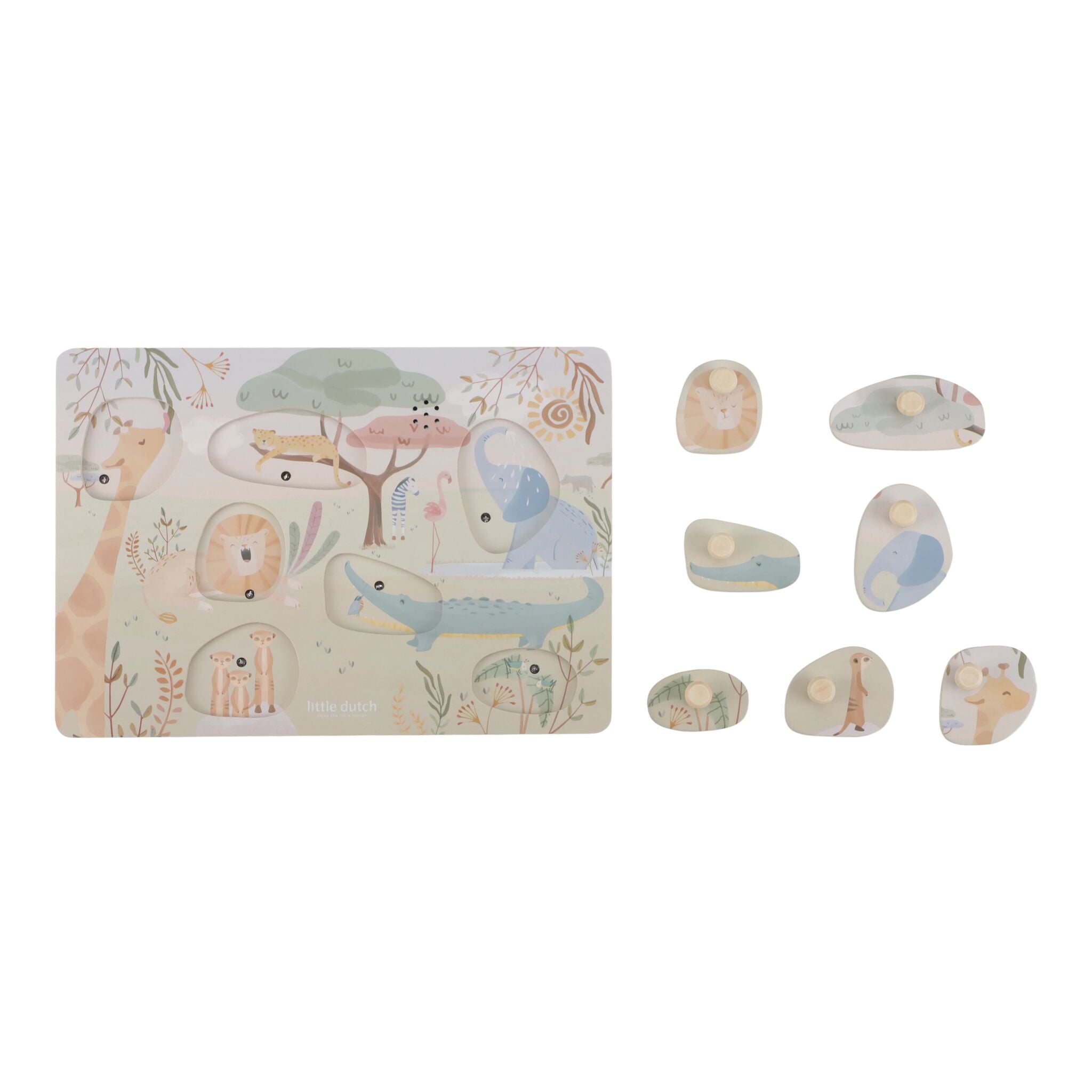 Tabuleiro do puzzle de sons Safari Friends visto de cima