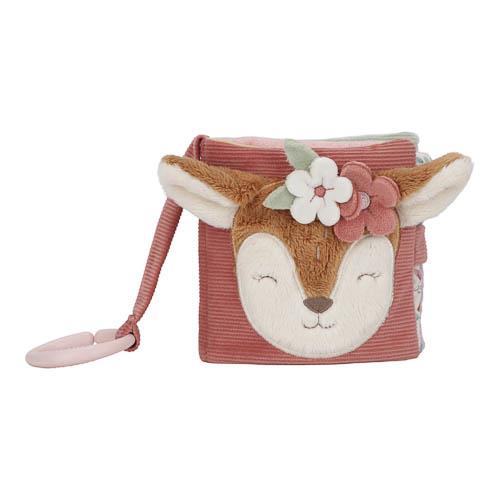 Livro de atividades sensoriais macio da Little Dutch coleção Fairy Garden rosa para carrinho