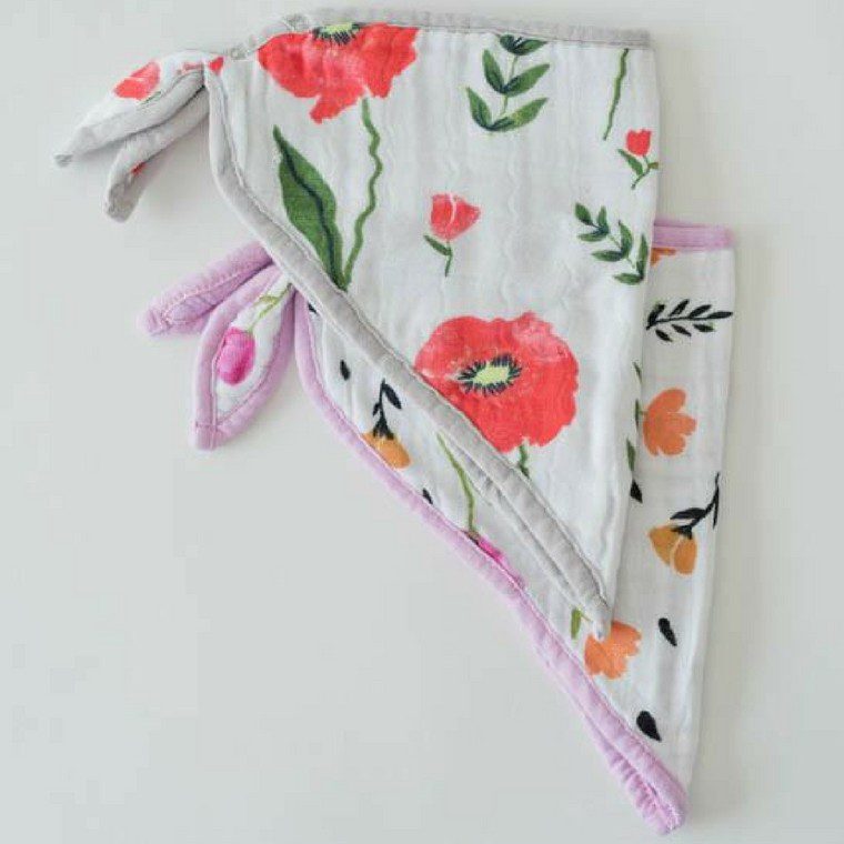 Conjunto de duas babetes Little Unicorn em algodão com padrão Summer Poppy.