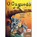 Capa do livro infantil "O Cuquedo e um Amor que Mete Medo", com ilustrações de Paulo Galindro, mostrando vários animais assustados junto a uma árvore e o Cuquedo no topo.