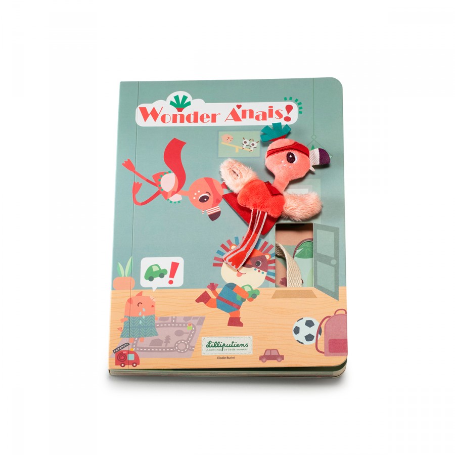 Imagem do livro Super Anaïss da Lilliputiens fechado, mostrando a capa com o flamingo e o título.