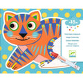 Criança a colorir um desenho de um gato laranja com caneta mágica Djeco