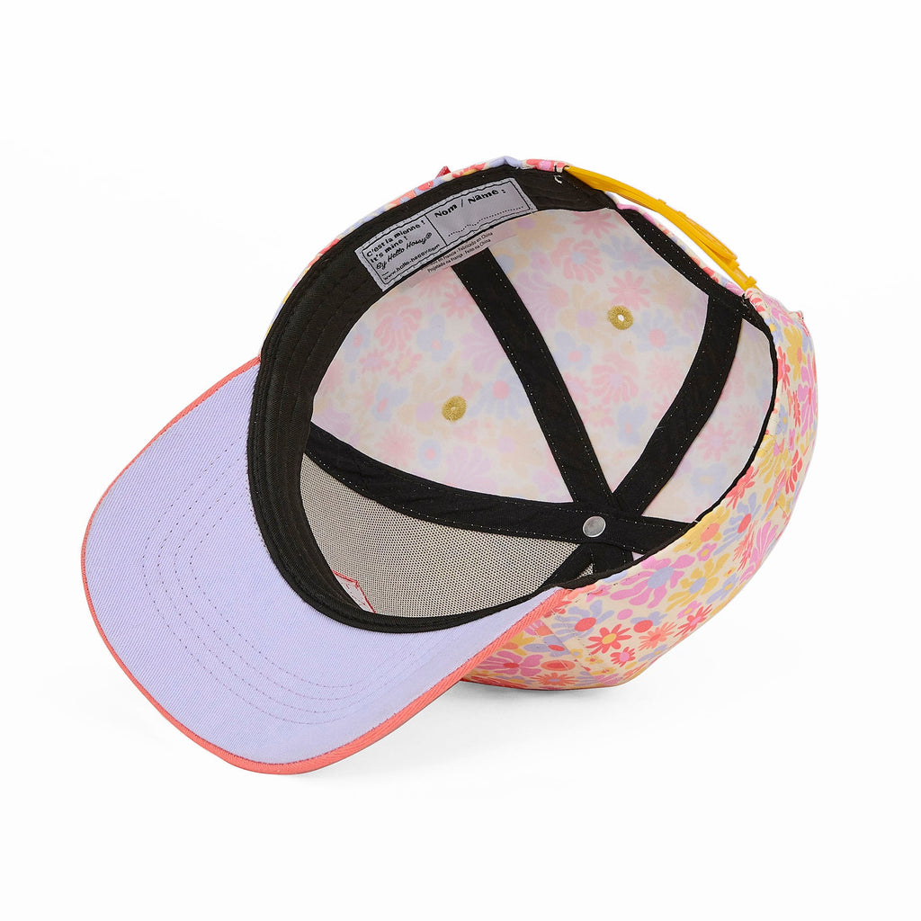 Boné trucker Hello Hossy Retro Flowers com rede atrás, aba curva e fecho ajustável, imagem 3