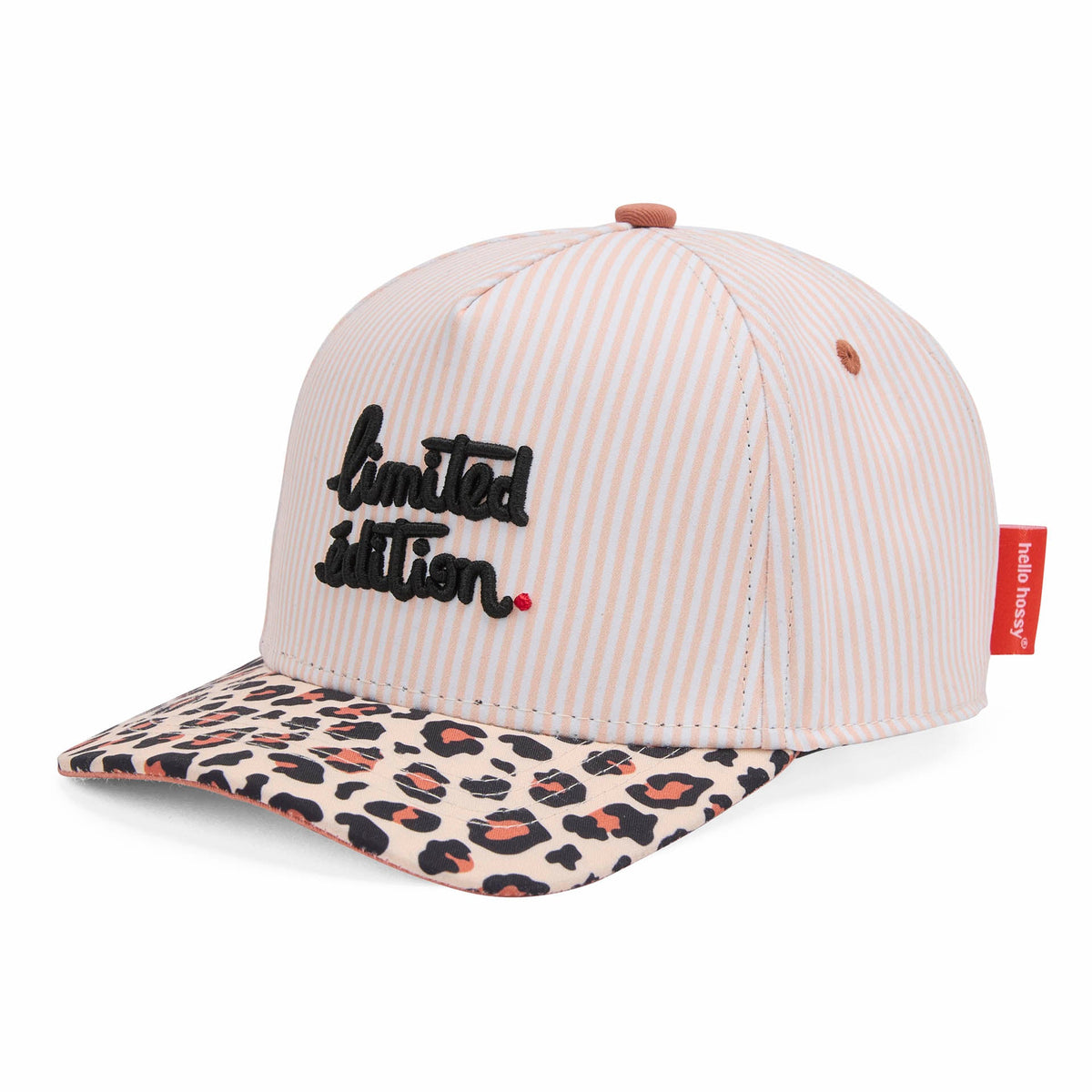 Boné trucker Léopard #5 da Hello Hossy com rede atrás, aba curva e fecho ajustável atrás
