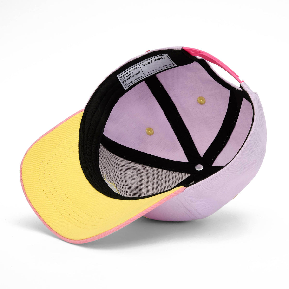 Boné trucker Hello Hossy Mini Purply com rede atrás, aba curva e fecho ajustável, imagem 3