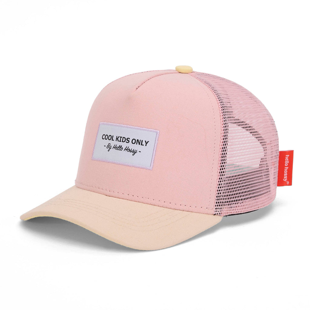 Boné trucker Hello Hossy Mini Powder Pink com rede atrás, aba curva e fecho ajustável, imagem 1