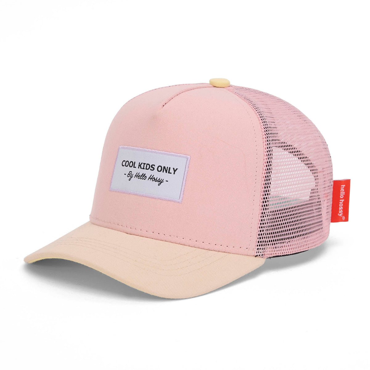 Boné trucker Hello Hossy Mini Powder Pink com rede atrás, aba curva e fecho ajustável, imagem 1