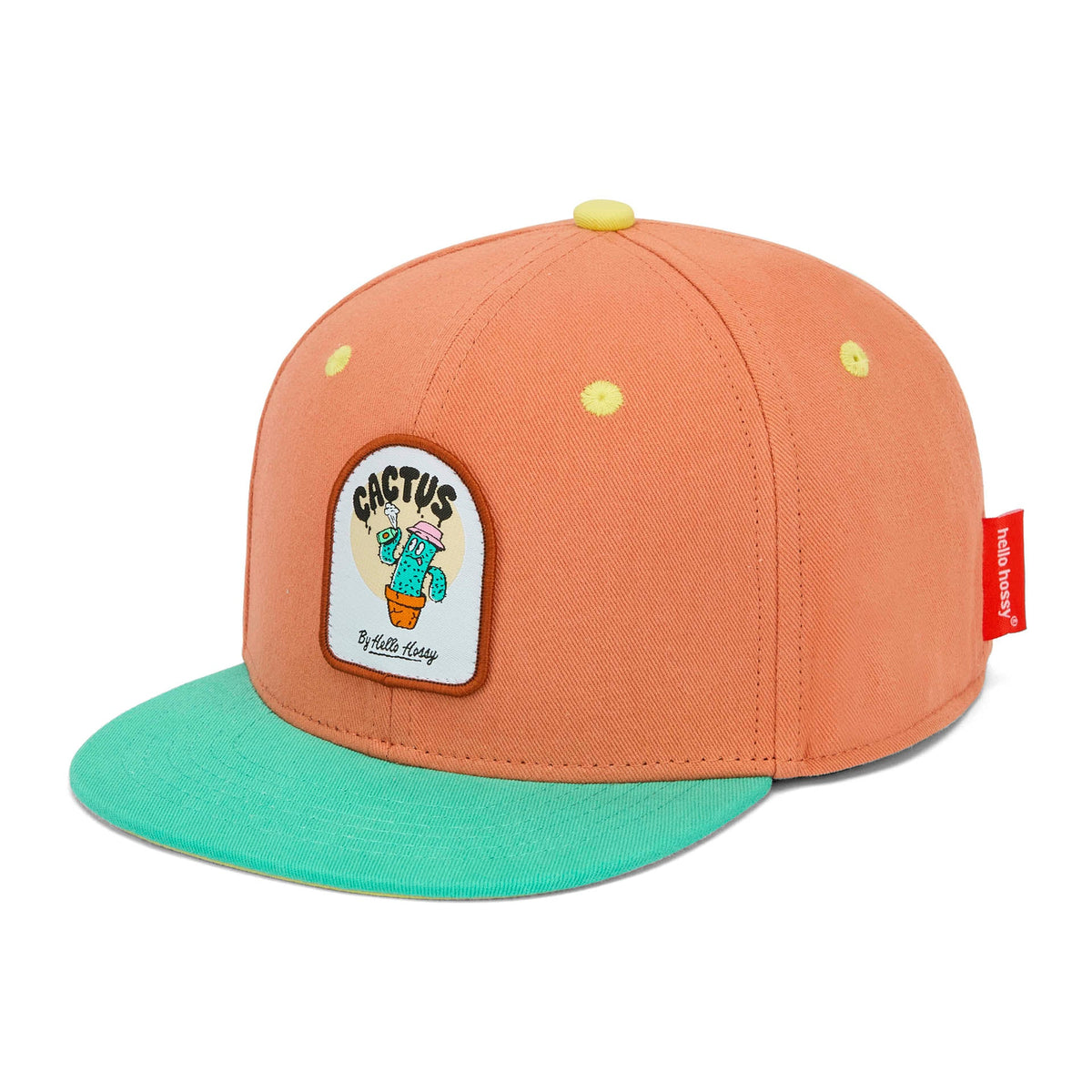 Boné trucker Cactus da Hello Hossy com rede atrás, aba curva e fecho ajustável atrás