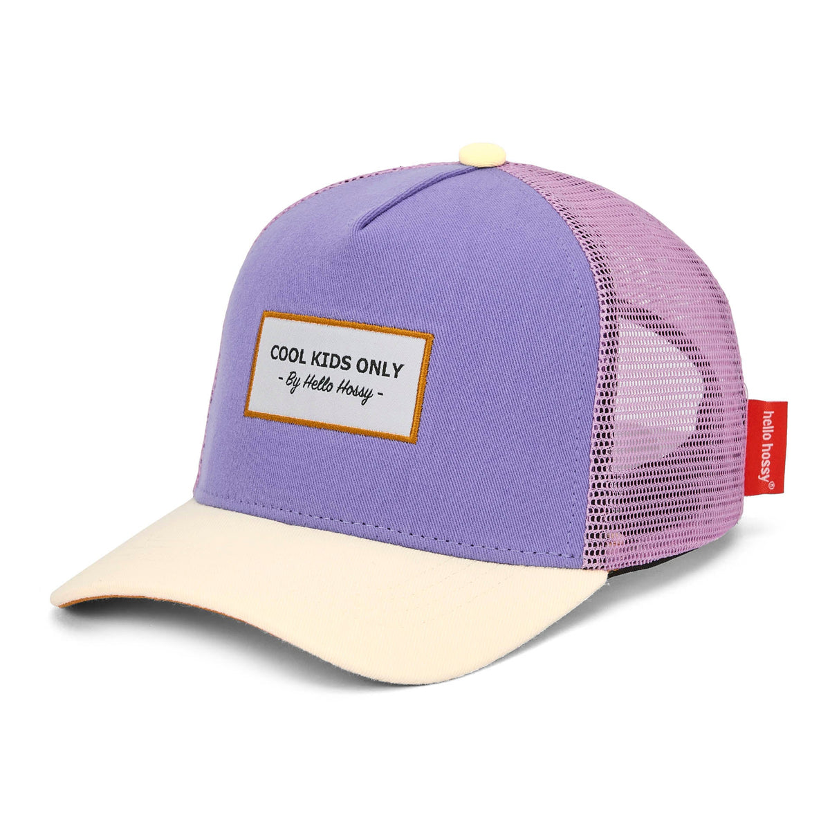 Boné trucker Hello Hossy Mini Iris com rede atrás, aba curva e fecho ajustável, imagem 1
