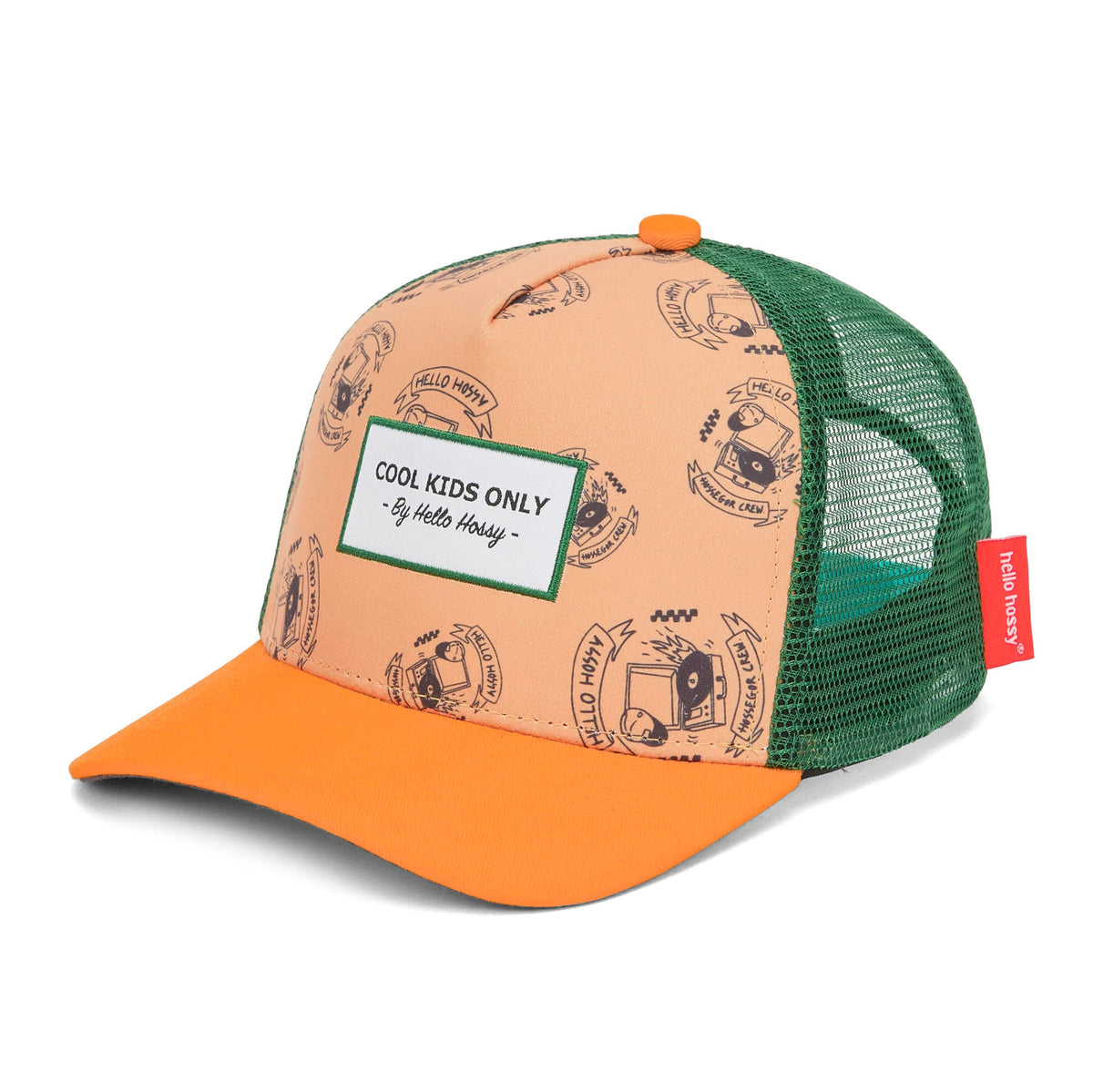 Boné trucker Inkee da Hello Hossy com rede atrás, aba curva e fecho ajustável atrás