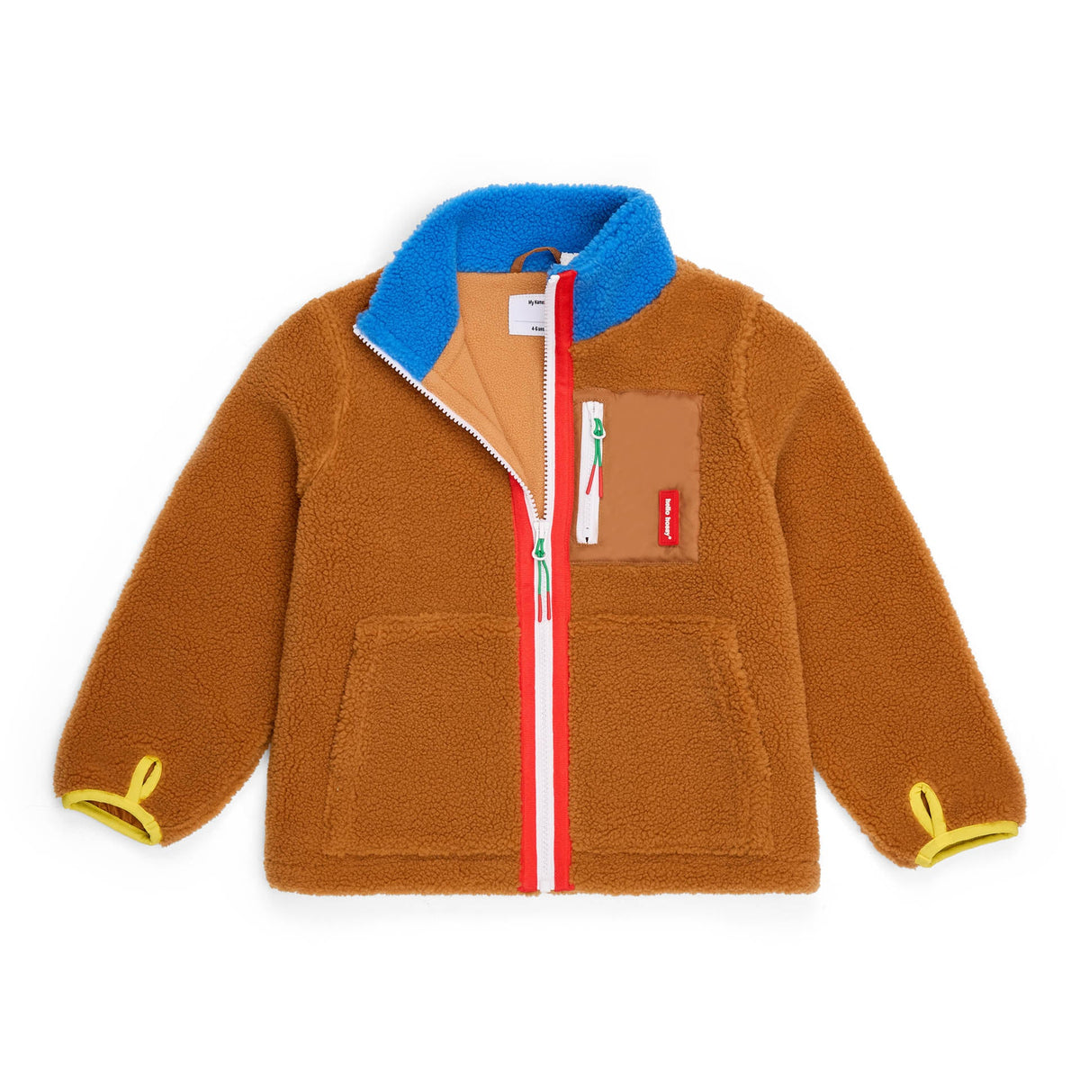 Veste polar Hello Hossy Blue Camel com forro polar, fecho de correr e bolso no peito, foto 2
