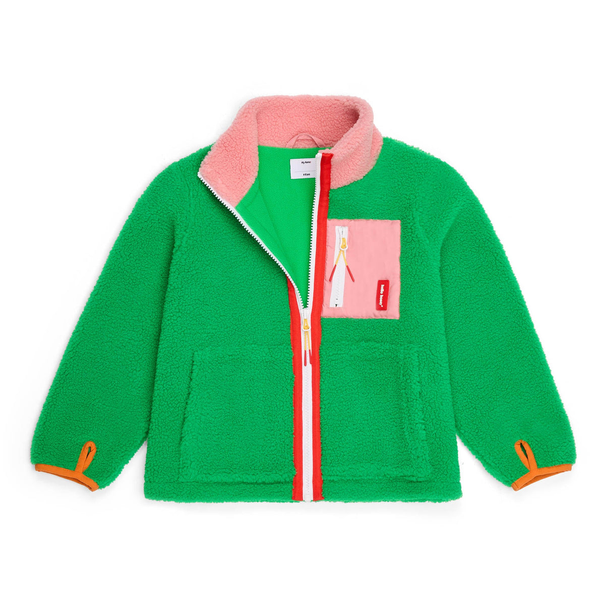 Veste polar Hello Hossy Green Candy com forro polar, fecho de correr e bolso no peito, foto 2
