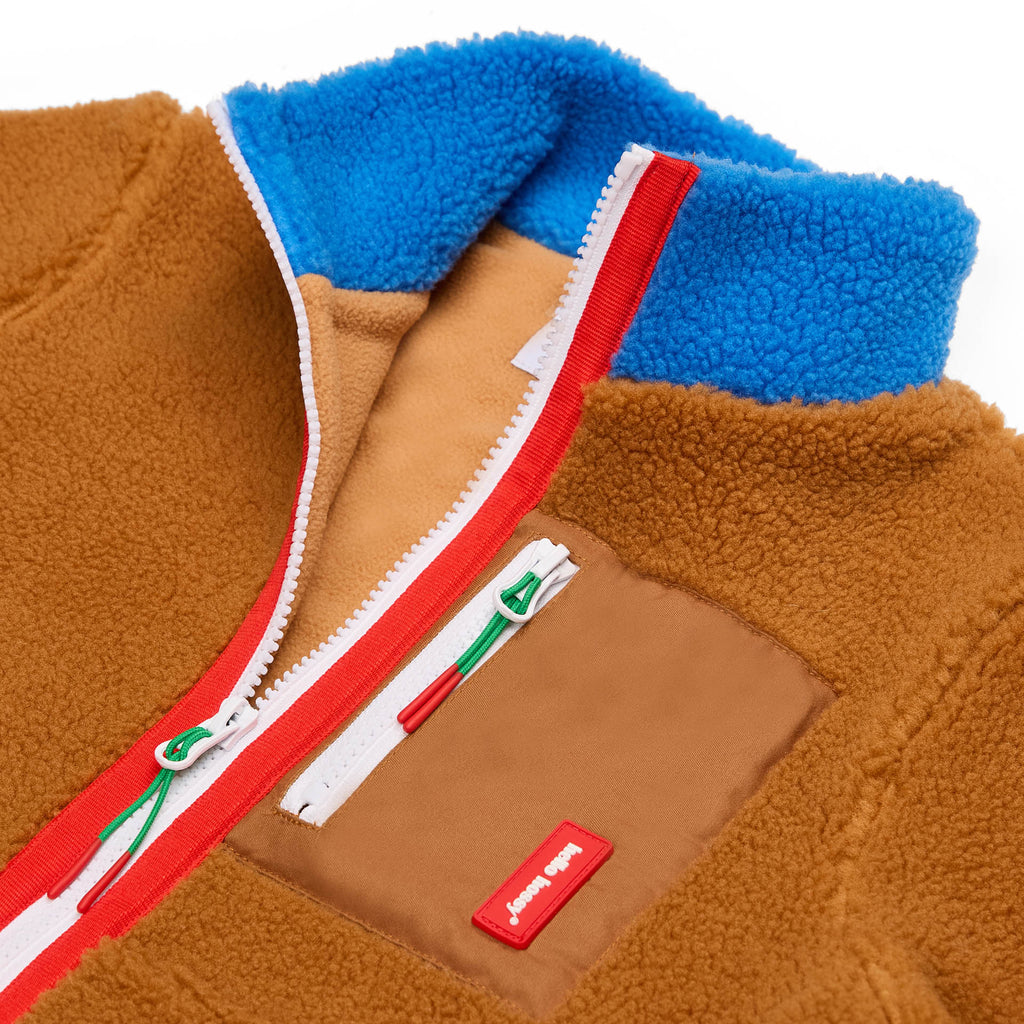 Veste polar Hello Hossy Blue Camel com forro polar, fecho de correr e bolso no peito, foto 8