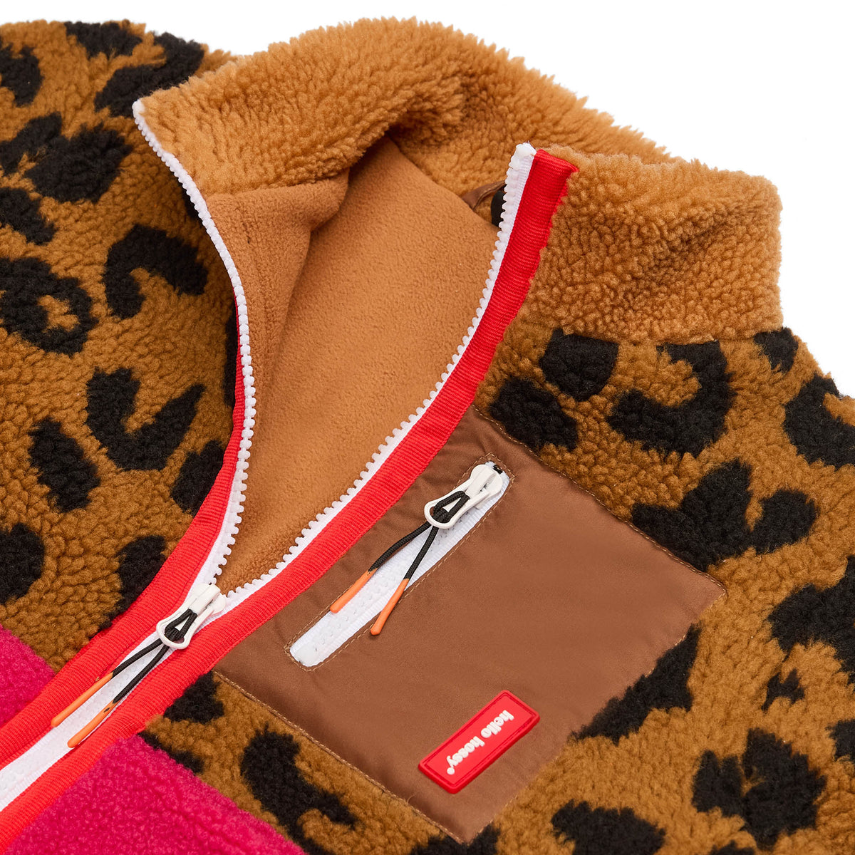 Veste polar Hello Hossy Leopard com forro polar, fecho de correr e bolso no peito, foto 4