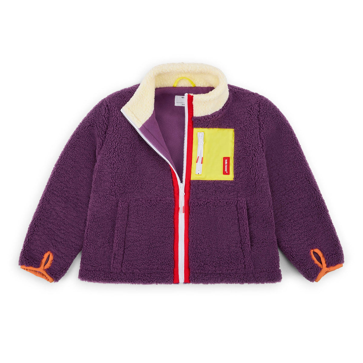 Veste polar Hello Hossy Prune com forro polar, fecho de correr e bolso no peito, foto 2