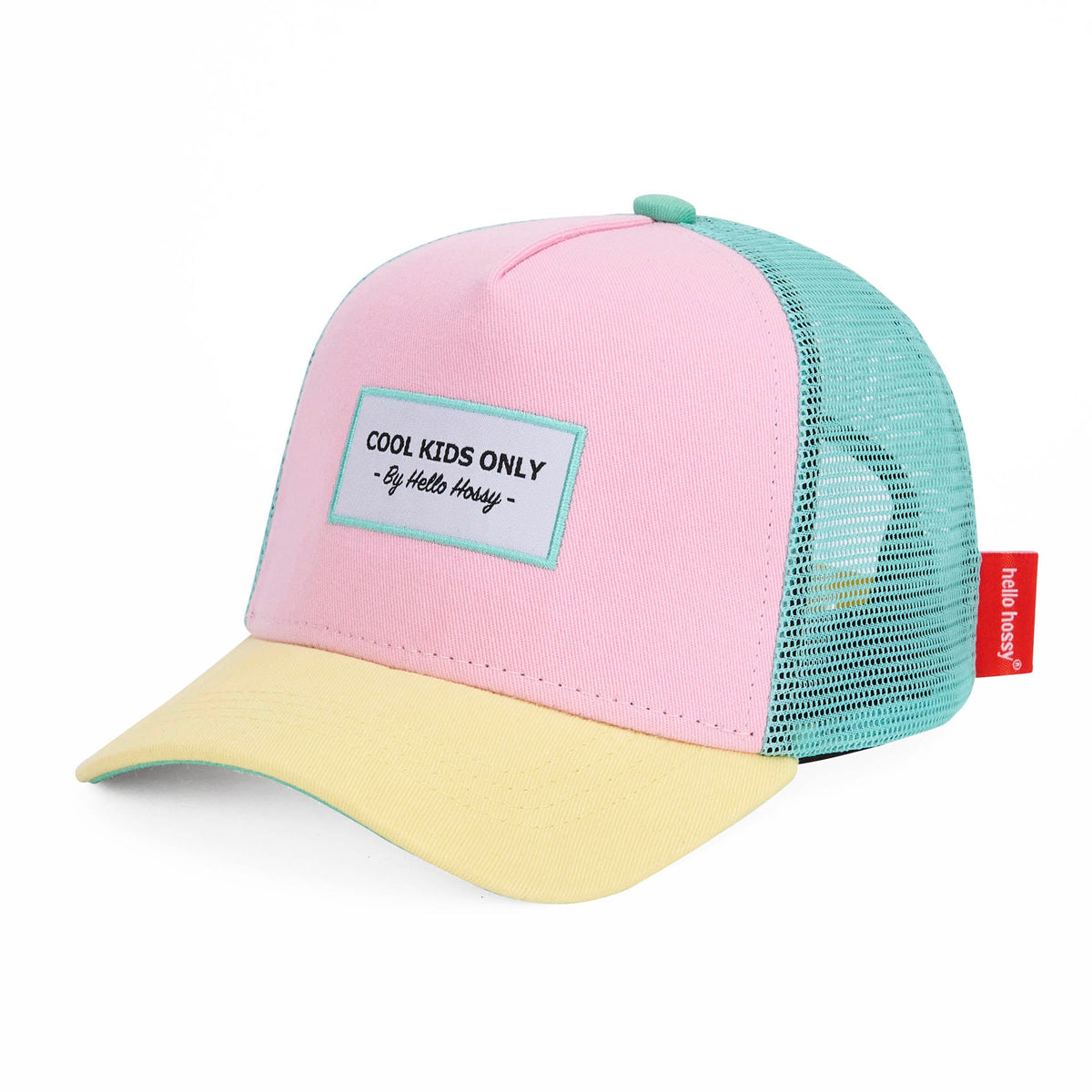 Boné trucker Hello Hossy Mini Poppy com rede atrás, aba curva e fecho ajustável, imagem 1