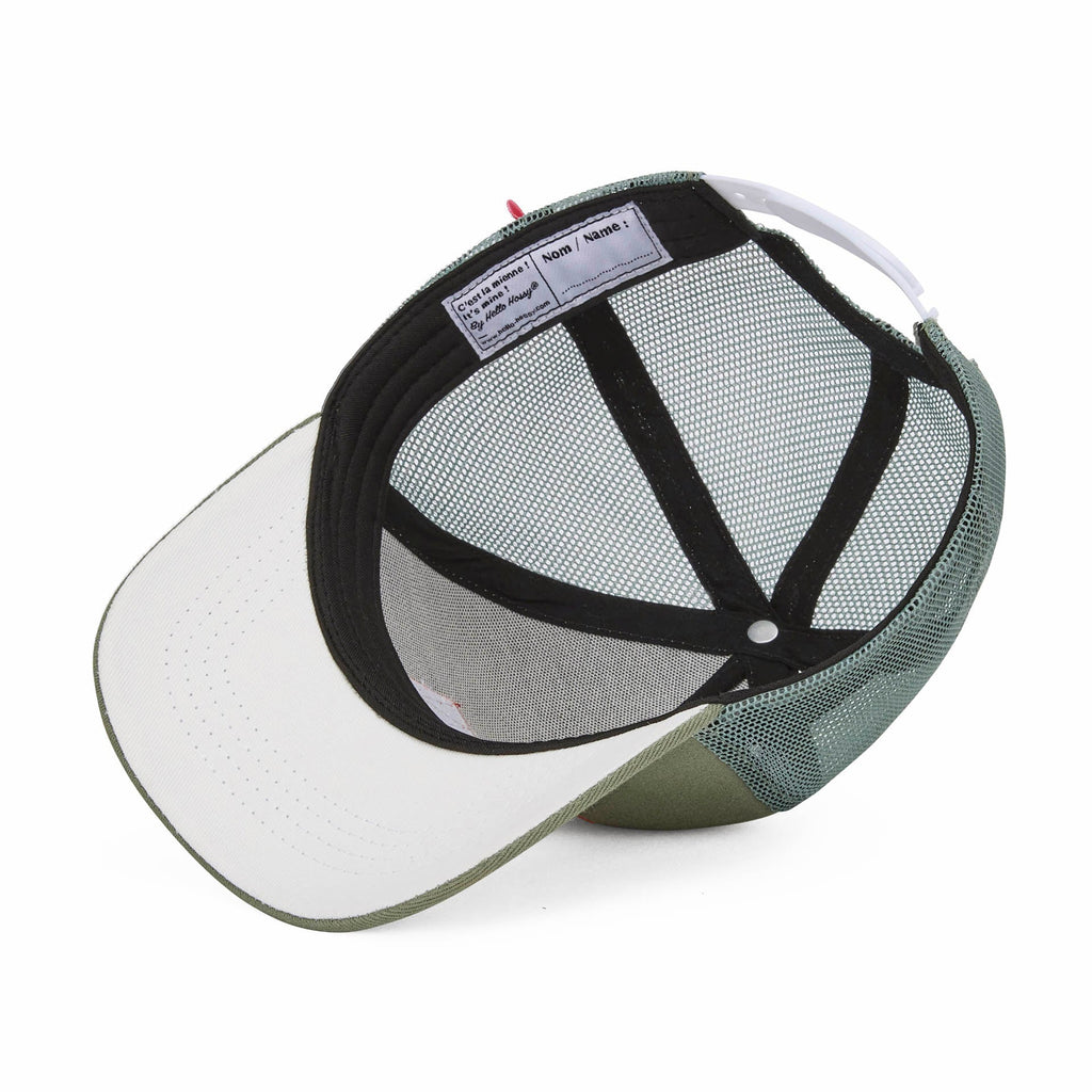 Boné trucker Hello Hossy Mini Olive com rede atrás, aba curva e fecho ajustável, imagem 2