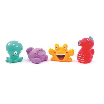 Conjunto de 4 animais marinhos de banho da Ludi coloridos a flutuar na água