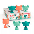 Conjunto de 3 animais com ventosa Ludi em silicone com macaco guaxinim e koala para cadeira de refeicao