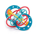 Chocalho flexível Planeta Ludi multicolor com tubos texturados para estimulação sensorial de bebés