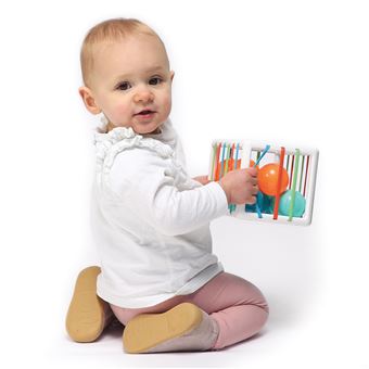 Cubo de manipulação Ludi com elásticos coloridos, mostrando o design principal para encaixar as 12 bolas de texturas variadas.