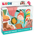 Livro sensorial de cheiros com tema de frutas da marca Ludi para bebés
