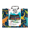 Mala de pintura aberta mostrando o seu conteúdo organizado, ideal para crianças a partir dos 3 anos.