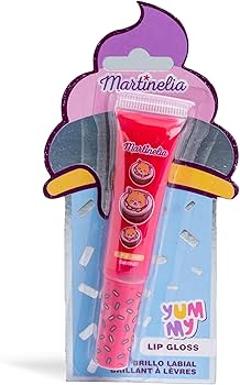 Embalagem de gloss labial Martinelia Yummy, com design em tons de rosa e azul a imitar um gelado, destacando a temática de doces.