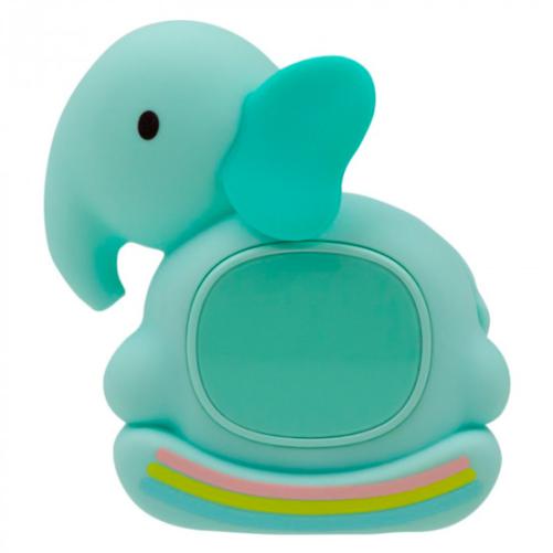 Luz de presença e despertador em forma de elefante branco com luz suave para quarto de criança.
