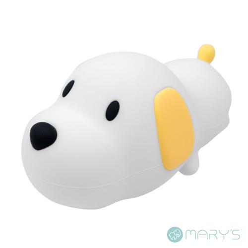 Luz de presença LED Mary´s em forma de cão branco feita de silicone suave para quarto de criança.