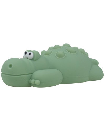 Luz de presença LED em forma de crocodilo verde em silicone macio para quarto de bebé.