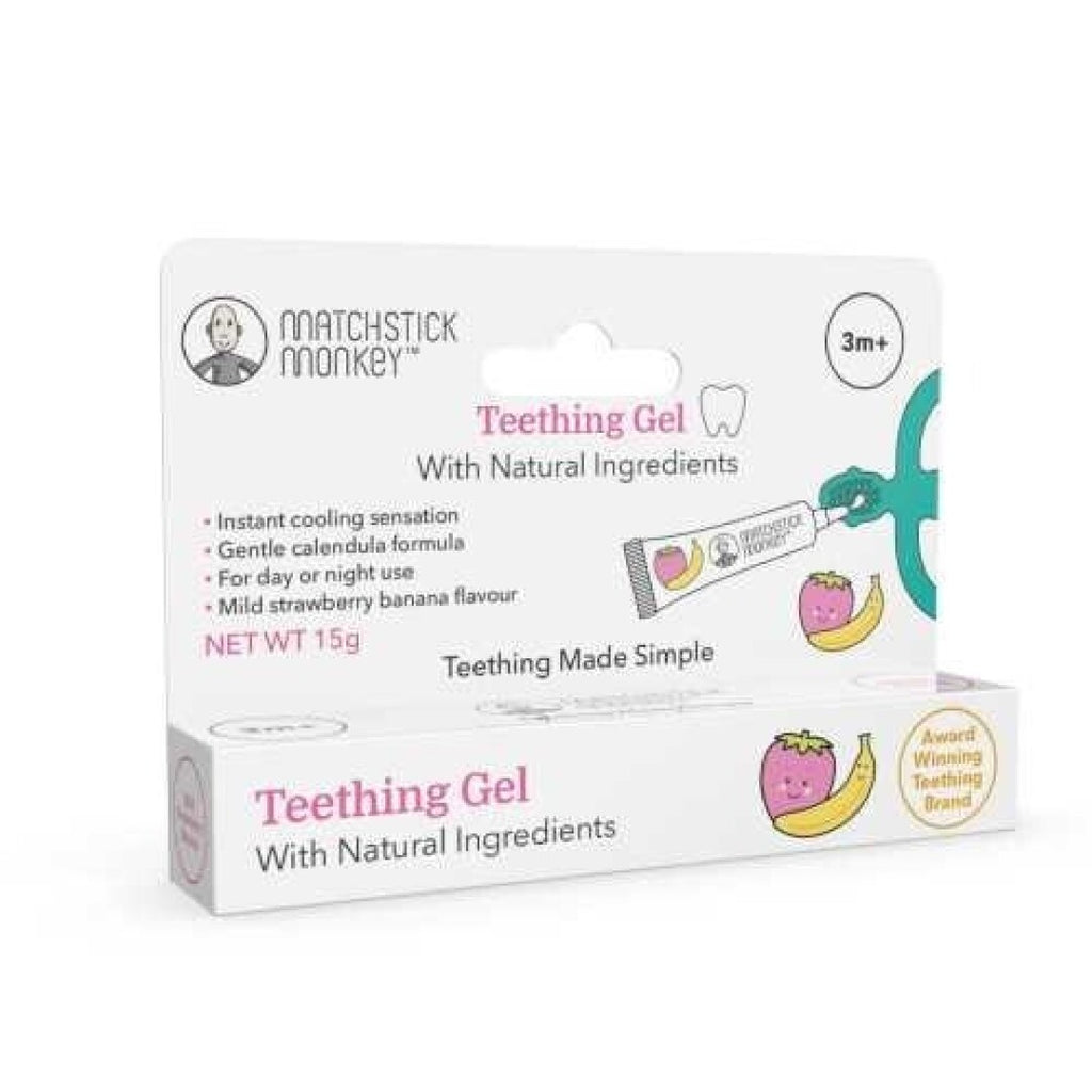 Matchstick Monkey Gel de alívio de gengivas orgânico para bebés sabor banana e morango
