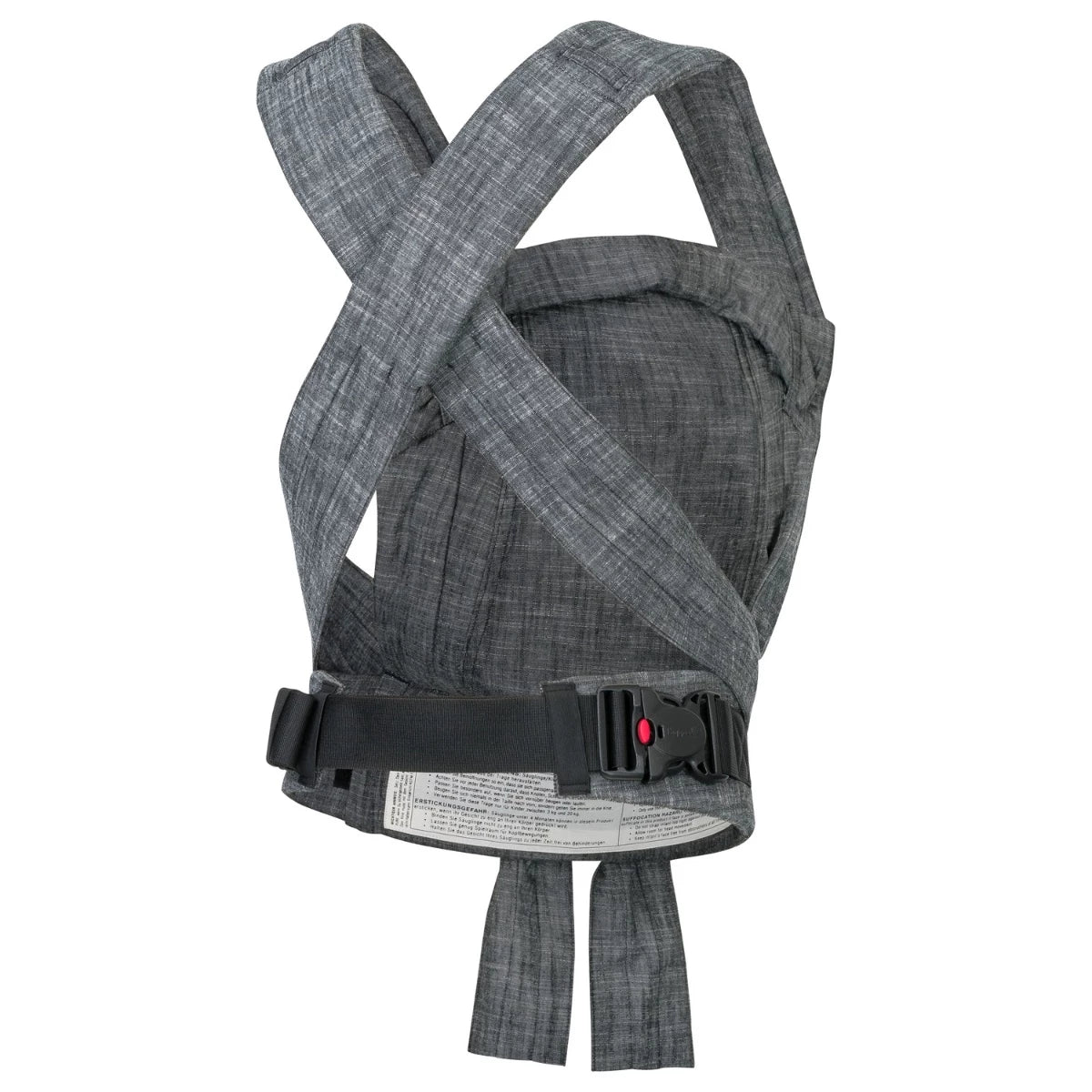 Detalhe das alças cruzadas e acolchoadas do Mei Tai Hoppediz Bondolino, mostrando o ajuste personalizável através de nós.