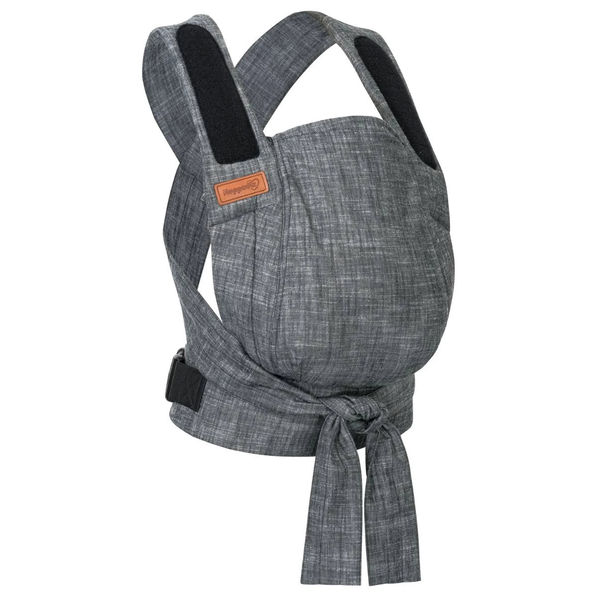 Mei Tai Hoppediz Bondolino B.Pure Denim Black, porta-bebés ergonómico sem fivelas, com tecido de ganga escura e alças largas.