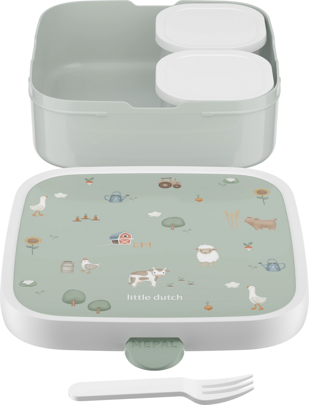 Pormenor do estampado Little Farm na lancheira