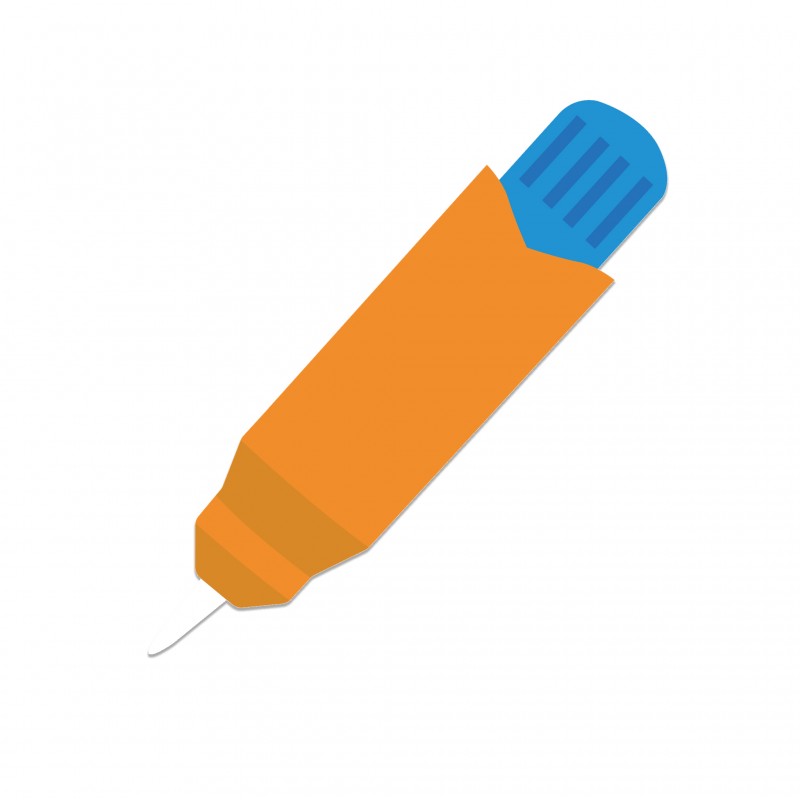 Caneta de água laranja e azul para usar no livro.