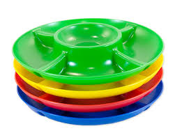 Pilha de 4 bandejas de separação Miniland em plástico colorido (verde, amarelo, vermelho e azul) com 5 compartimentos para organização de material didático.