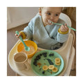 Conjunto de alimentação para bebé Miniland Ocean com prato, tigela, copo e talheres.