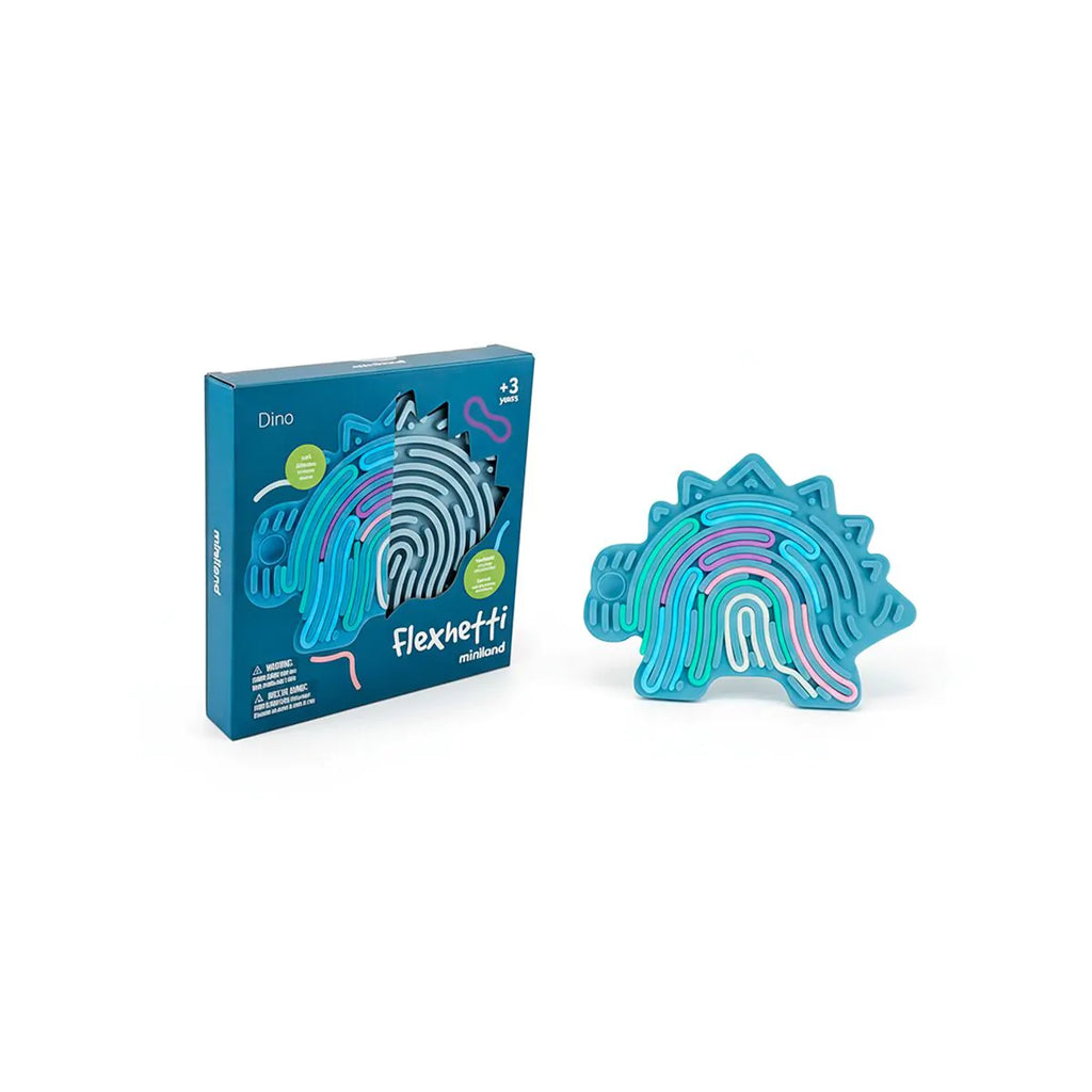 Dinossauro de brinquedo Miniland Flexhetti com fideos coloridos para atividades sensoriais