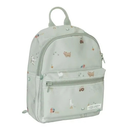 Mochila Little Farm da Little Dutch em tons verdes com padrão de quinta.